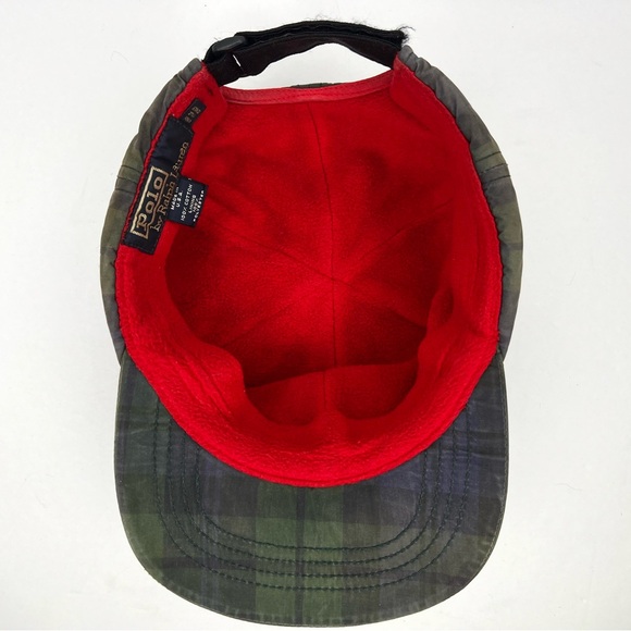 Vintage Polo Ralph Lauren 1994 Plaid Fleece Lined Cap Baseball Hat - Picture 5 of 7